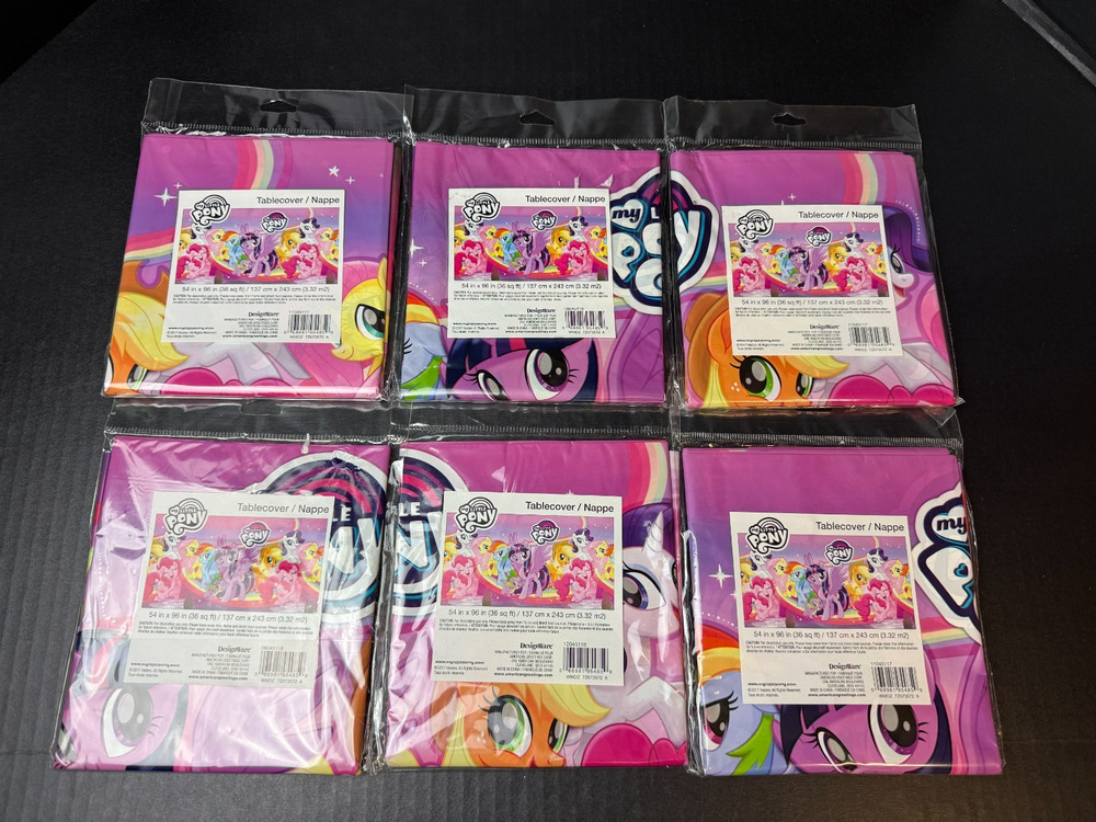 Lot of 6 My Little Pony The Movie Birthday Party Plastic Tablecovers 54" x 96"